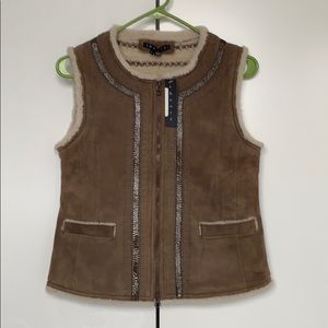 NWT Theory Brown Danick Shearling and Suede Vest